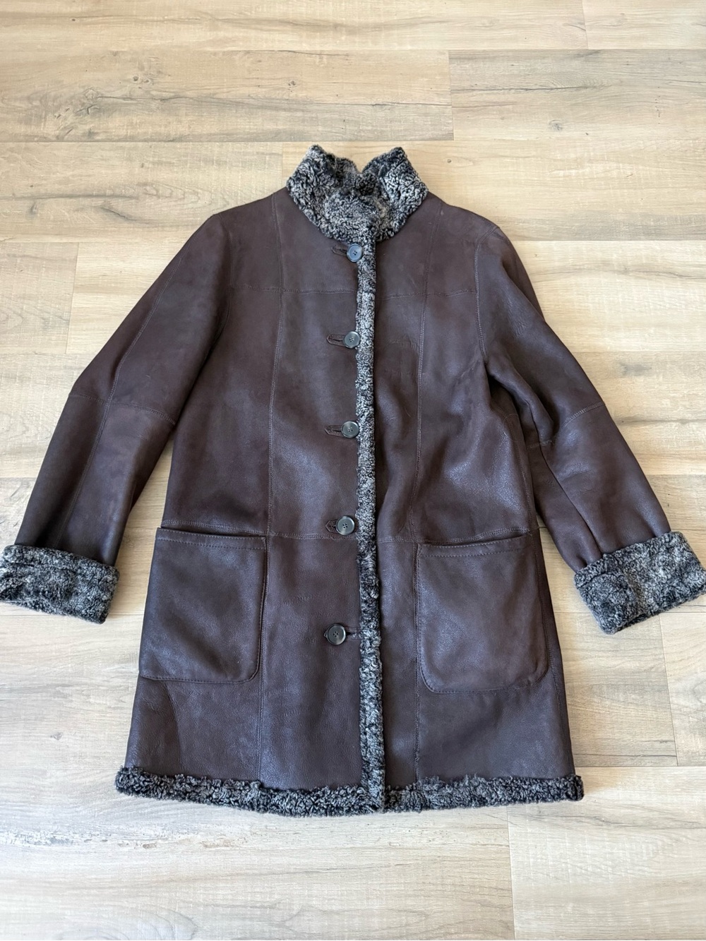 Vintage 90s Dominic Bellissimo Brown Reversible Shearling Coat - Small / Medium - Picture 2 of 8